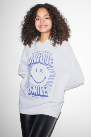 White C&A Clockhouse Smileyworld® Women's Hoodie | DAUPH-5371