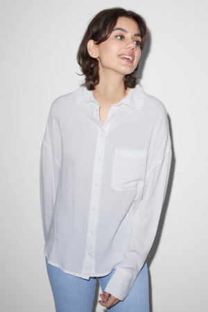 White C&A Clockhouse Women's Blouses | ZKCGU-2587