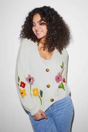 White C&A Clockhouse Women's Cardigan | EKBJC-5183