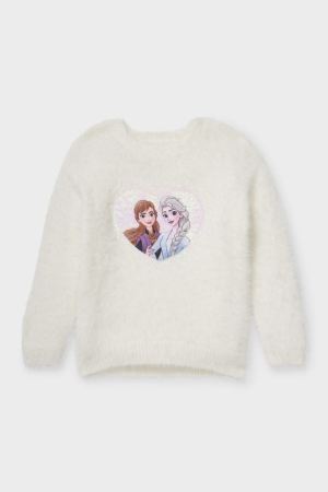 White C&A Frozen Shiny Girls' Jumper | KXTFO-1239