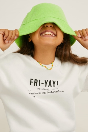 White C&A Girls' Sweatshirts | UIVDN-2406