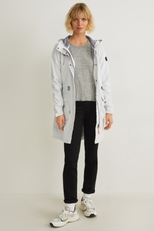 White C&A Hooded Raincoat Women's Coats | IBSCE-2786