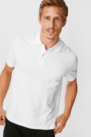 White C&A Multipack Of 2 Polo Organic Cotton Men's Shirts | REIFK-6945