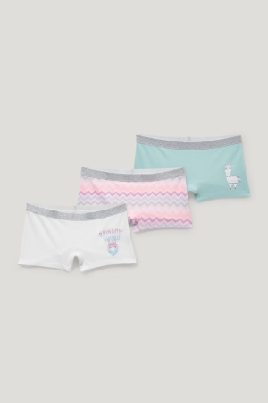 White C&A Multipack Of 3 Organic Cotton Girls' Underwear | THLSA-5704