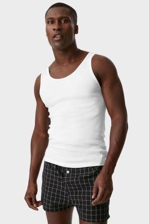 White C&A Multipack Of 3 Vest Double Rib Organic Cotton Men's Underwear | GNLBP-4283