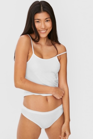 White C&A Multipack Of 4 Briefs Organic Cotton Women's Underwear | HJICW-3865