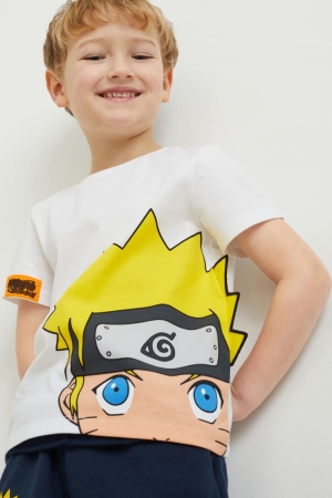 White C&A Naruto Sleeve Boys' T-shirts | TGKRE-8623