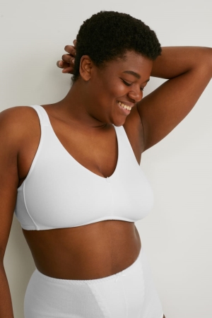 White C&A Non-wired Bra Organic Cotton Women's Underwear | HATYN-6297