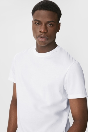 White C&A Organic Cotton Men's T-shirts | IVRGH-6480