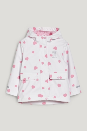 White C&A Outdoor With Hood Girls' Jackets | IVOXC-8416