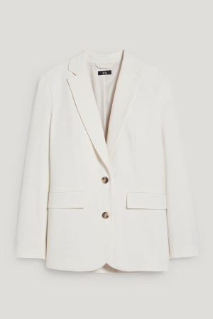 White C&A Oversized With Recycled Polyester Women's Blazers | IDWTR-3054