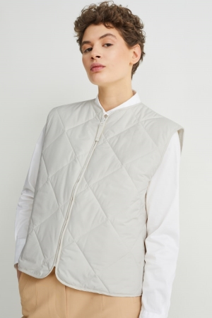 White C&A Quilted Gilet With Recycled Polyester Women's Jackets | CEUFZ-2361