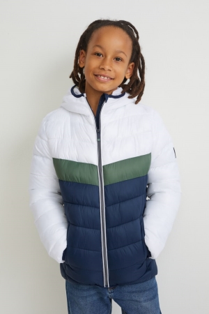 White C&A Quilted With Hood Recycled Girls' Jackets | FBLKI-1053