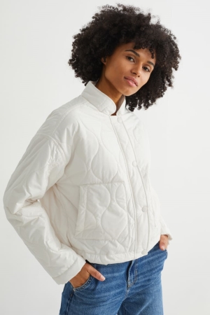 White C&A Quilted With Recycled Polyester Women's Jackets | NACIB-0129