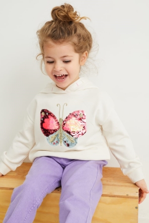 White C&A Shiny Girls' Hoodie | XAKID-1283