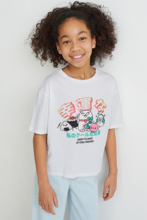 White C&A Sleeve Girls' T-shirts | SIULH-8723