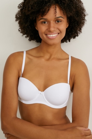 White C&A Underwire Bra Balconette Padded Lycra® Women's Underwear | ILVPO-7189