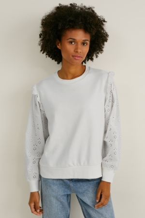 White C&A Women's Sweatshirts | OJEUA-2679