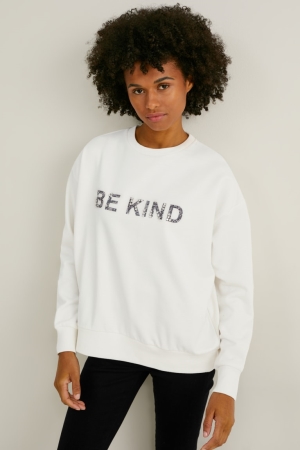 White C&A Women's Sweatshirts | ZMGQH-6745