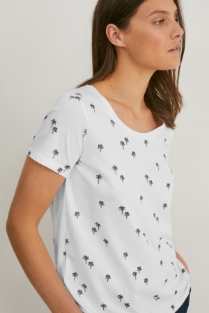 White C&A Women's T-shirts | CNPME-0216