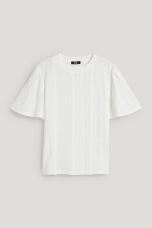 White C&A Women's T-shirts | YTUGB-2107