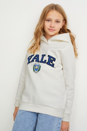 White C&A Yale University Girls' Hoodie | DEQGW-1847