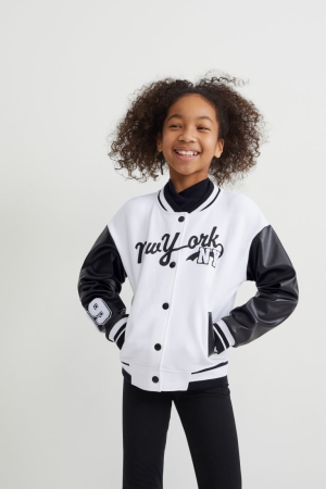 White C&A Zip-through Girls' Sweatshirts | BRLKD-4182