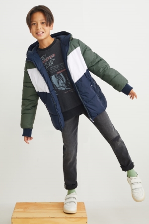 White / Dark Green C&A Reversible With Hood Recycled Girls' Jackets | GRMSV-8431