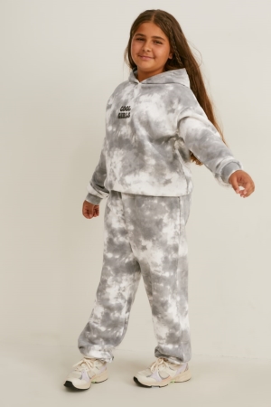 White / Gray C&A Extended Sizes Set And Joggers 2 Piece Girls' Hoodie | HQPAW-8095