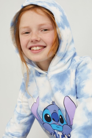 White / Light Blue C&A Lilo & Stitch Girls' Hoodie | CQDYB-9865