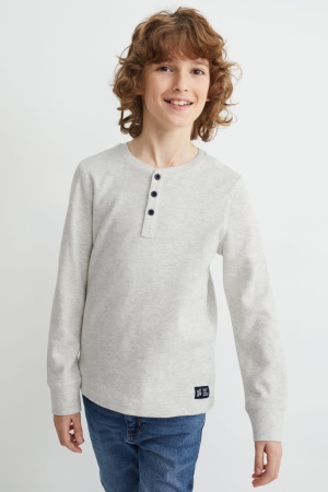 White Melange C&A Long Sleeve Boys' Top | QLEHY-9678