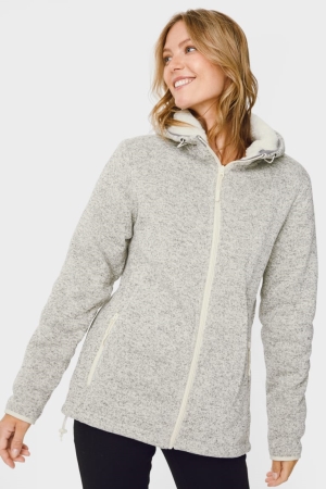 White Melange C&A With Hood Lined Women's Hoodie | NYQSZ-1937