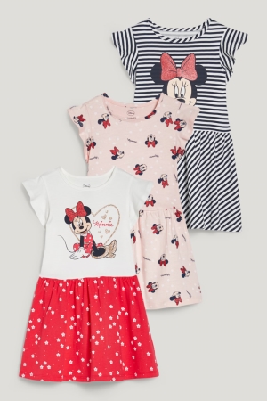 White / Rose C&A Multipack Of 3 Minnie Mouse Girls' Dress | PTKCU-0874