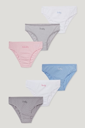 White / Rose C&A Multipack Of 6 Briefs Organic Cotton Girls' Underwear | RLAGB-2768