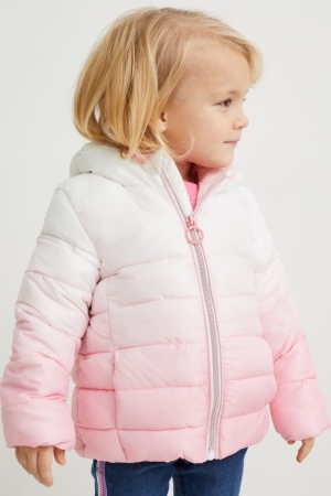 White / Rose C&A Quilted With Hood Recycled Girls' Jackets | LMTSC-8927