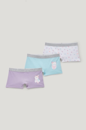 White / Turquoise C&A Multipack Of 3 Organic Cotton Girls' Underwear | VKLTC-0127