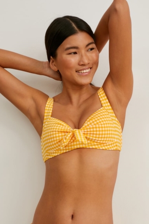 Yellow C&A Bikini Padded Lycra® Xtra Life™ Check Women's Swimwear | QFGSP-0512