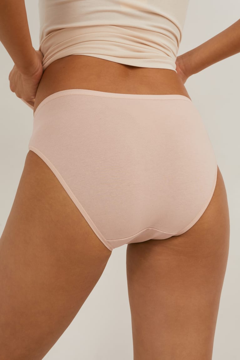 Almond Beige C&A Multipack Of 3 Briefs Lycra® Women's Underwear | TPYHN-1782