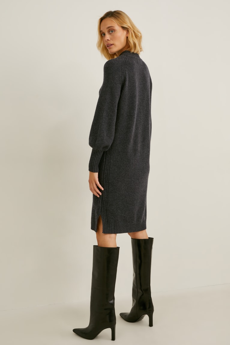 Anthracite C&A Knitted Cashmere Women's Dress | LSGWM-7058