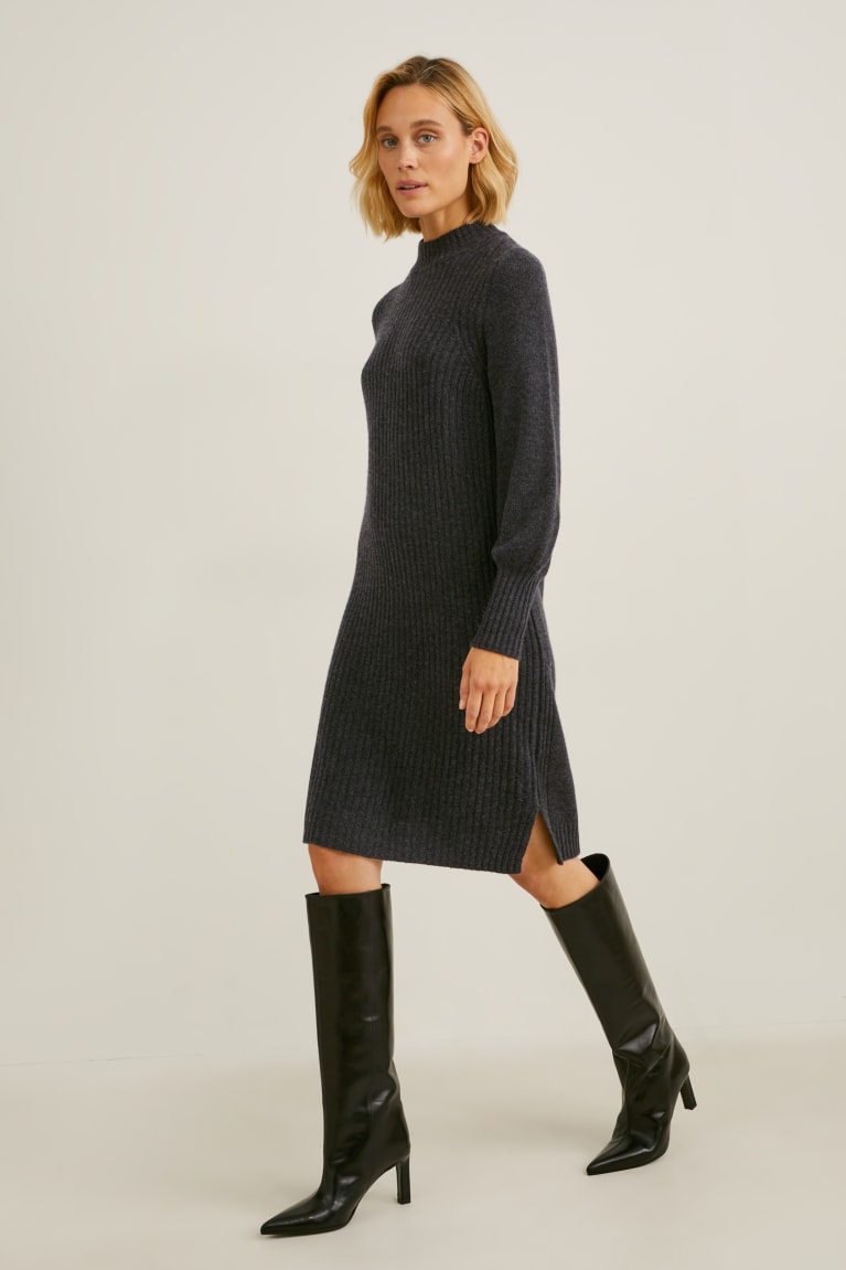 Anthracite C&A Knitted Cashmere Women\'s Dress | LSGWM-7058