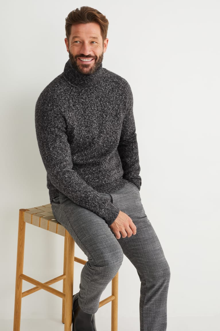 Anthracite C&A Polo Neck Men's Jumper | RWNYB-8275