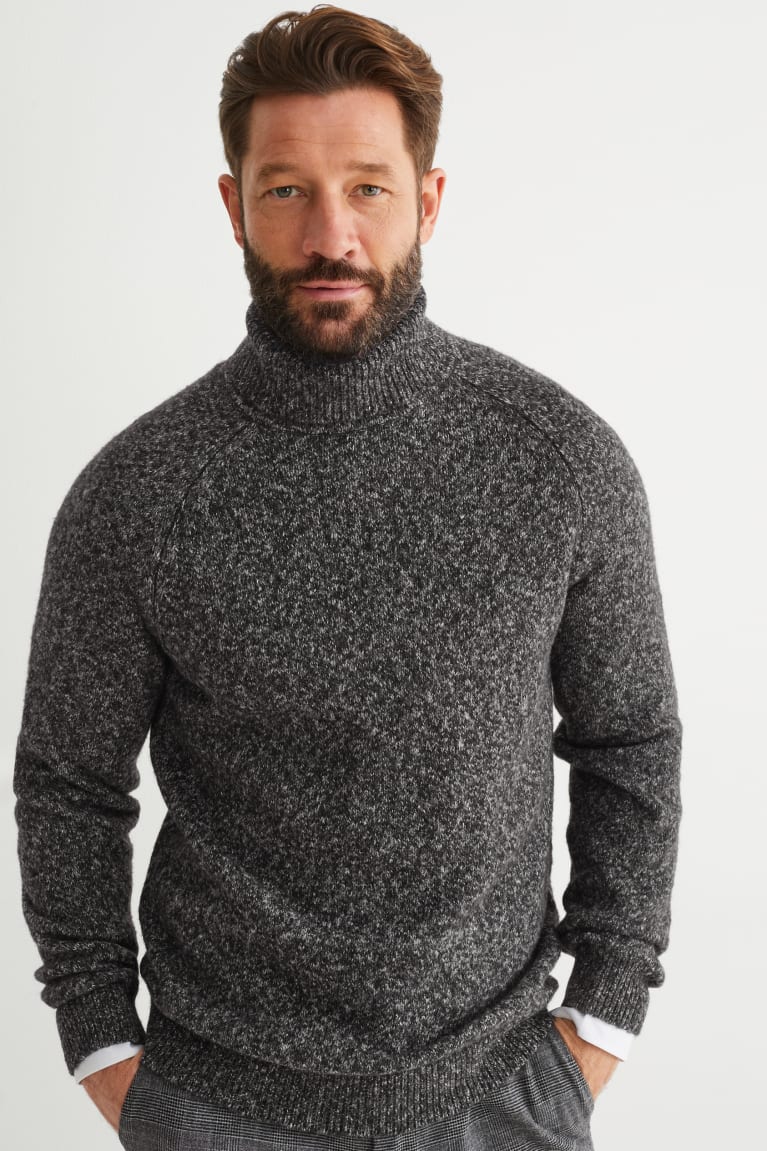 Anthracite C&A Polo Neck Men\'s Jumper | RWNYB-8275