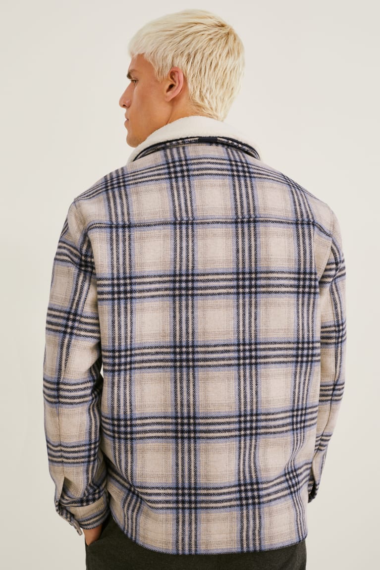 Beige C&A Check Men's Jackets | NELOM-0685