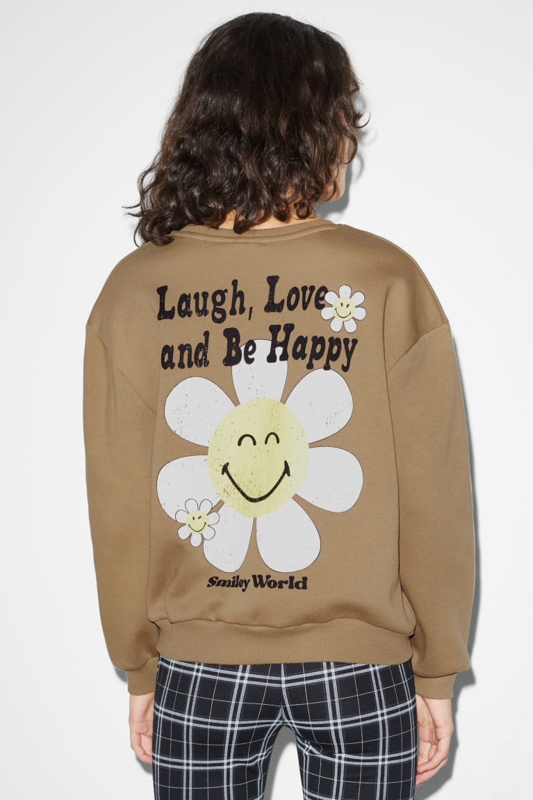 Beige C&A Clockhouse Smileyworld® Women's Sweatshirts | EDZFO-2635