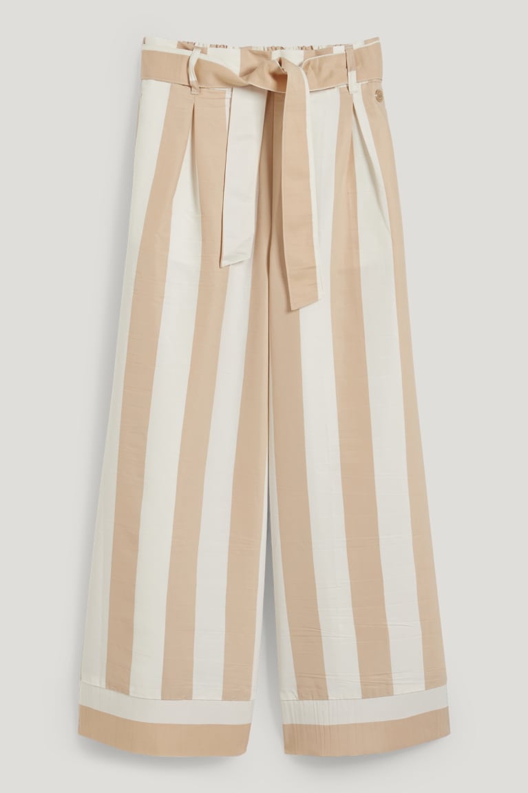 Beige C&A Cloth With Lenzing™ Ecovero™ Striped Girls\' Trousers | ARNWB-5904