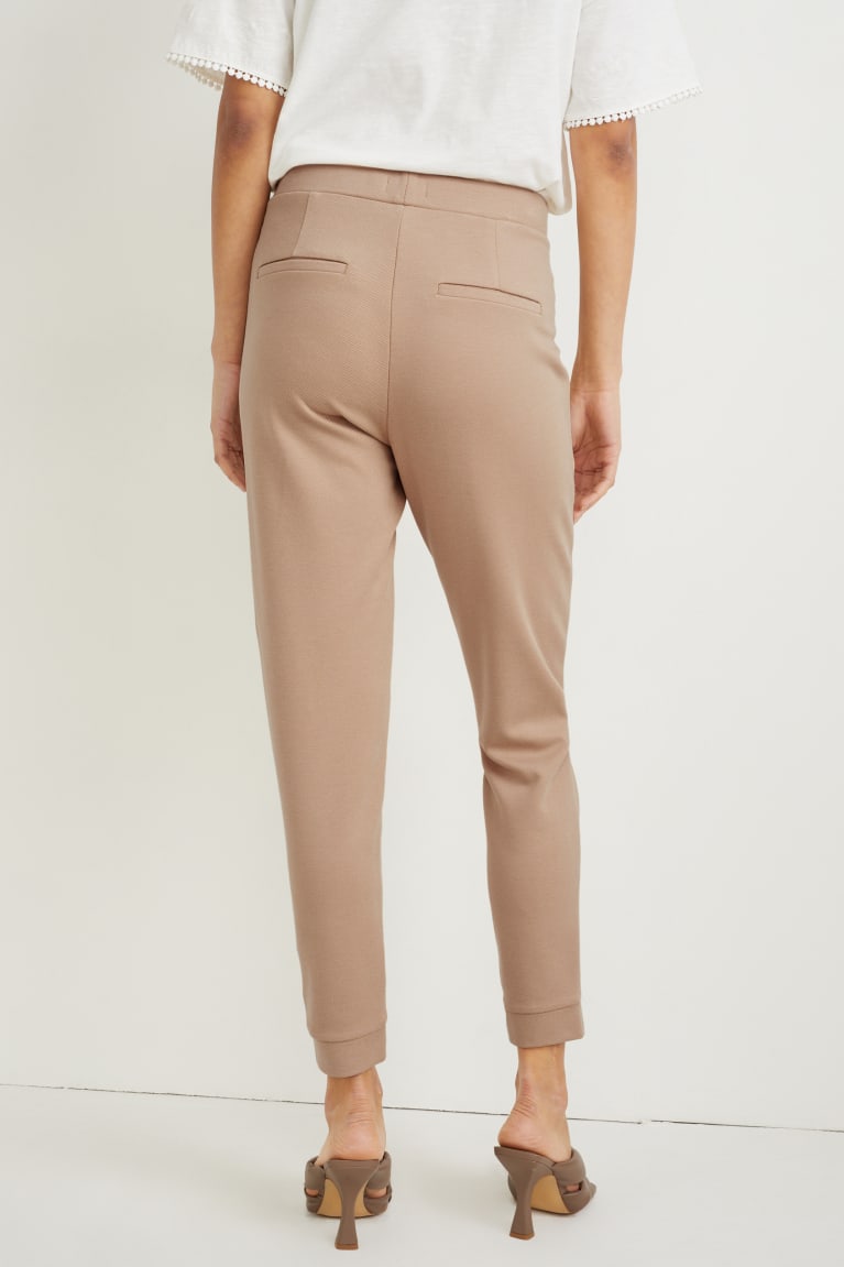 Beige C&A Jersey Tapered Fit Women's Trousers | WTKXS-7940