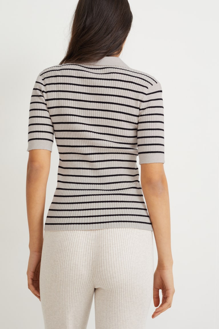 Beige C&A Lenzing™ Ecovero™ Striped Women's T-shirts | VQNYO-1539