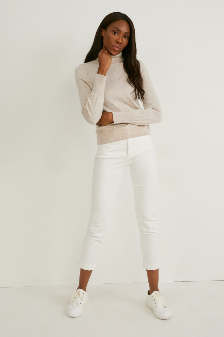 Beige C&A Polo Neck Recycled Women's Jumper | PFYQZ-4297