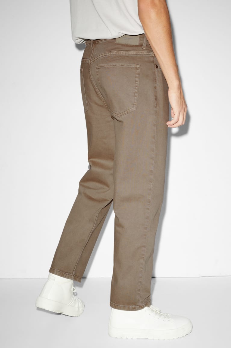 Beige C&A Regular Fit Men's Trousers | ECMPS-1493