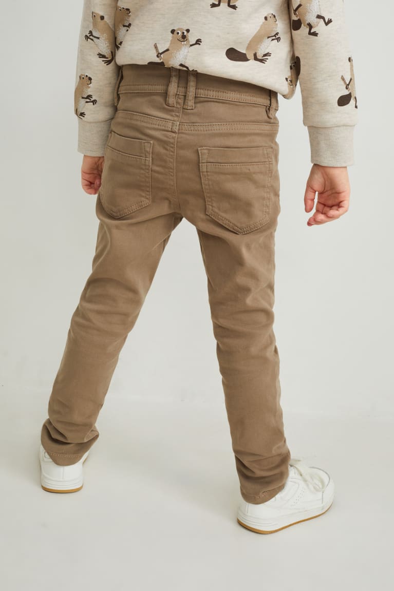 Beige C&A Skinny Fit Lycra® Boys' Trousers | UIJSR-1407